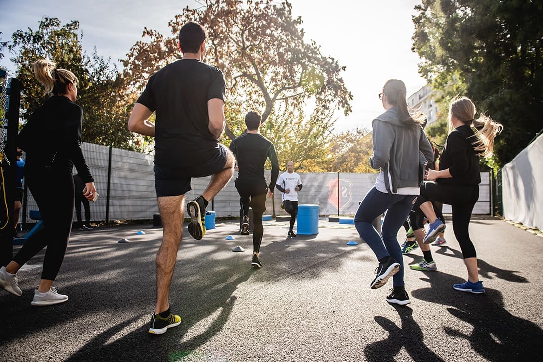 People working out outdoors
